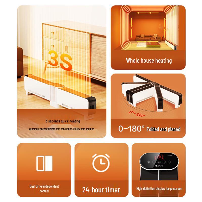 Gree 180° Foldable Mobile Floor Heater