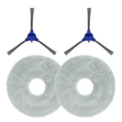 Mop Cloth And Side Brush Set For Cecotec For Conga M100 Spin AI Vacuum, Replacement Parts For Floor Cleaning, 2-Pack