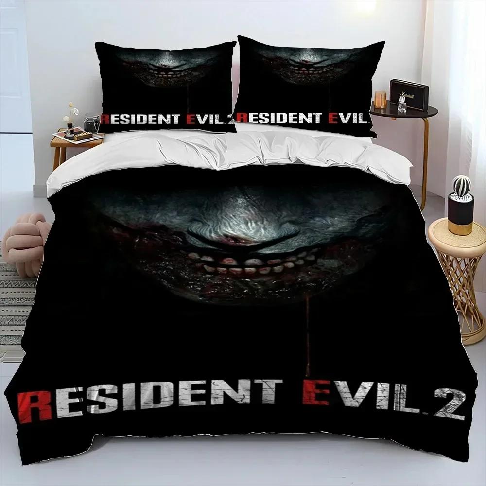 R-Resident Evil Games Gamer Bedding Set Duvet Cover Sheet Printed Bed Set Pillowcase Bed Full Queen King Size Comforter Bedroom