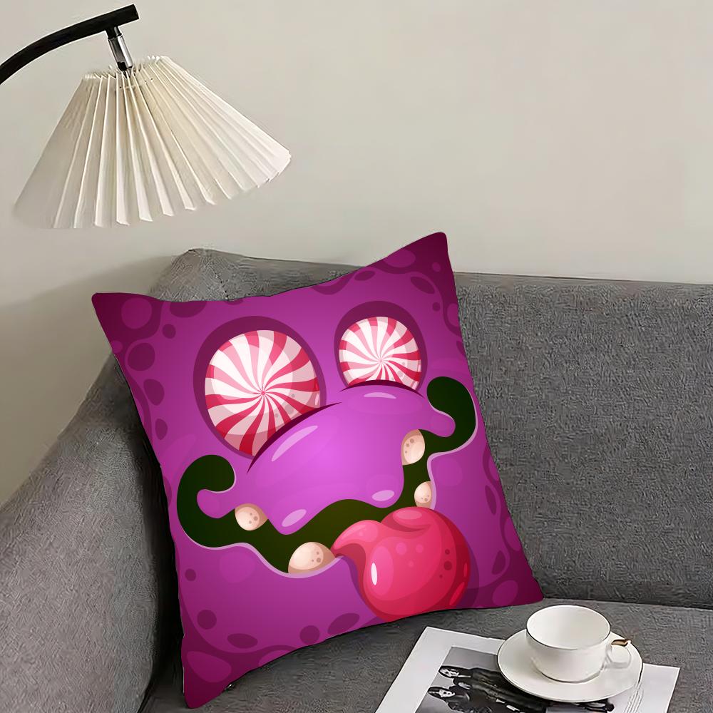 Funny Little Monster Emoticon Pack Cushion Cover Reversible Plush Pillow Cover – For Car, Sofa, Bedroom, Perfect As a Gift.