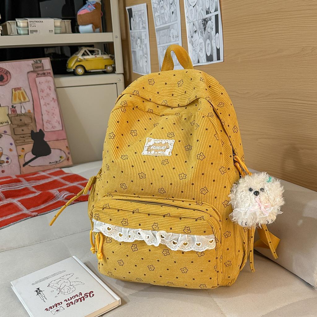 Schoolbag New Backpack Female Korean Version Ins Literary Small Fresh Wind Junior High School Student Backpack Large Capacity Casual Backpack