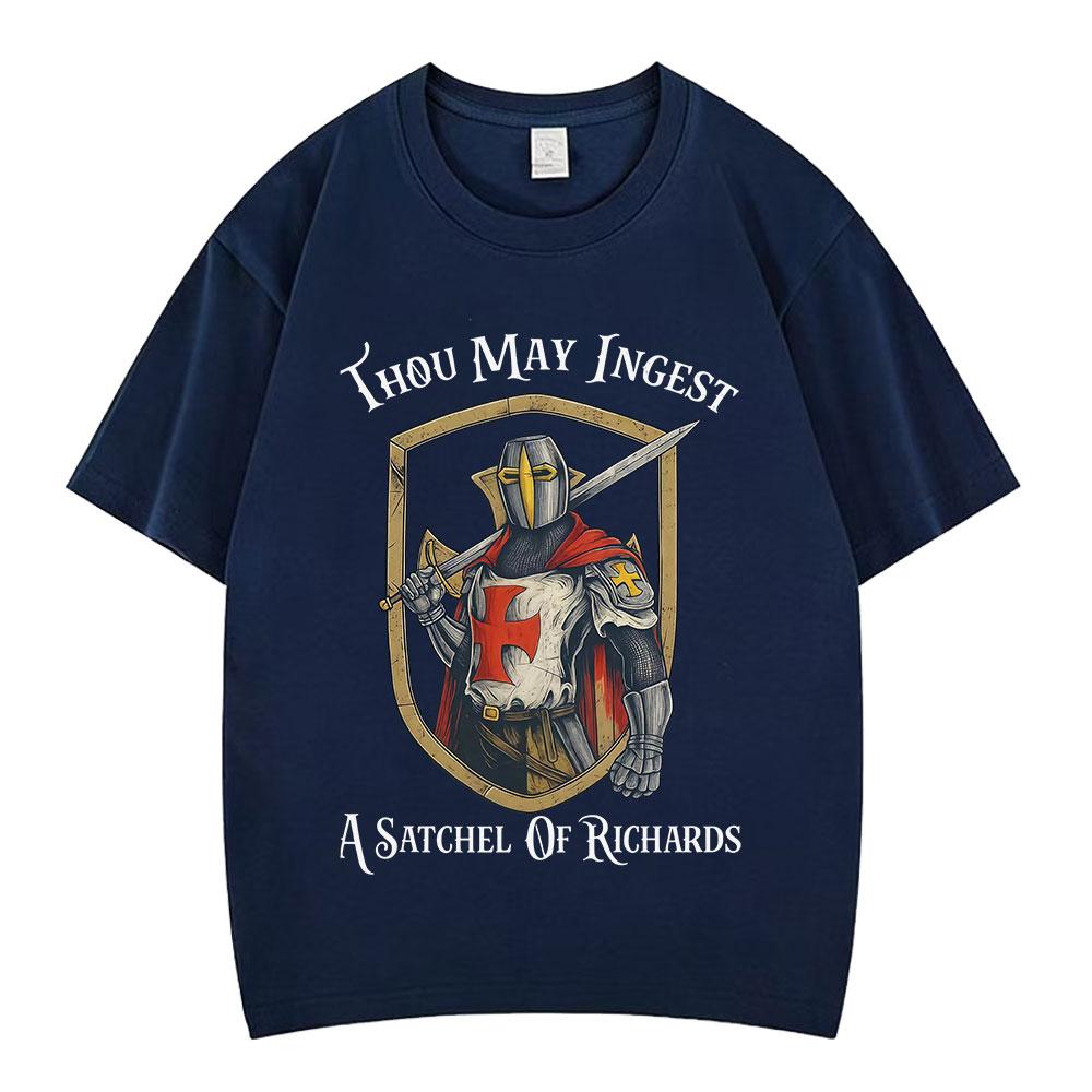 Medieval Knight Funny Meme Tshirt Men Women Vintage Fashion Tshirts Summer Shortsleeved Loose HipHop Cotton ONeck TShirts