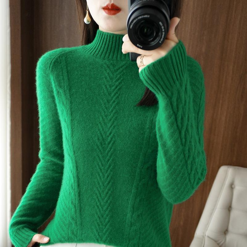 

Женский свитер, водолазка, СОВРЕМЕННЫЙ НОВЫЙ зимний вязаный пуловер SAGA, осенний мягкий теплый шерстяной свитер, вязаный топ, женский джемпер 2XL зелёный