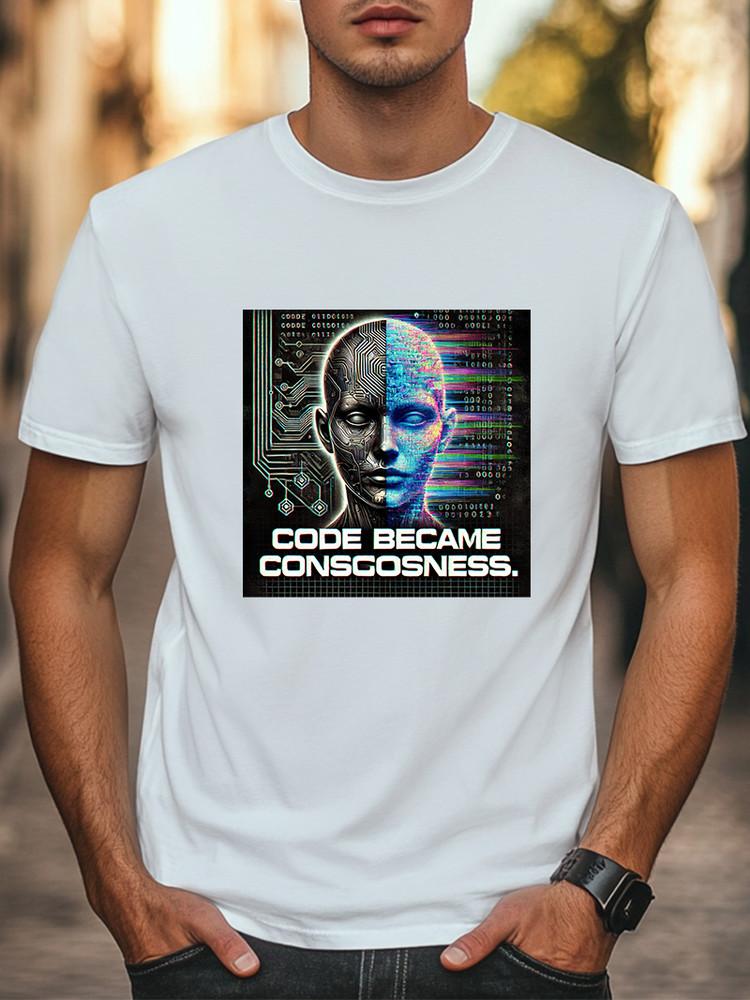 Code Became Consciousness Futuristic Graphic T-Shirt Unisex Casual T-shirt Unisex T-Shirt S
