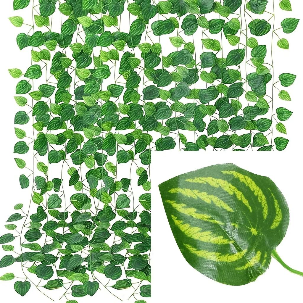 60/30/20/10/2M Artificial Plant Green Ivy Leaf Garland Fake Plant Creeper Hanging Vines Outdoor DIY Garden Wedding Party Decor