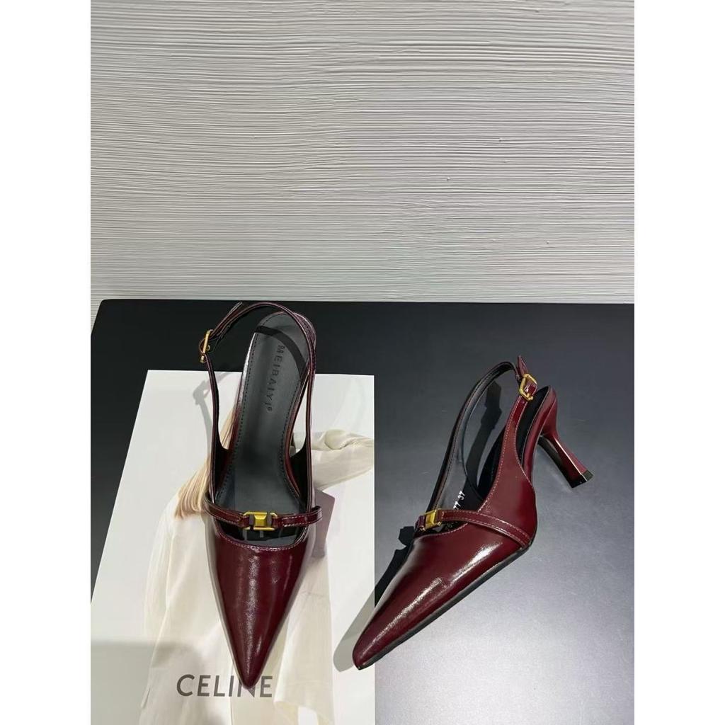 Baotou sandals women's 2025 spring and summer new pointed head empty temperament celebrity French single shoes gentle evening high heels