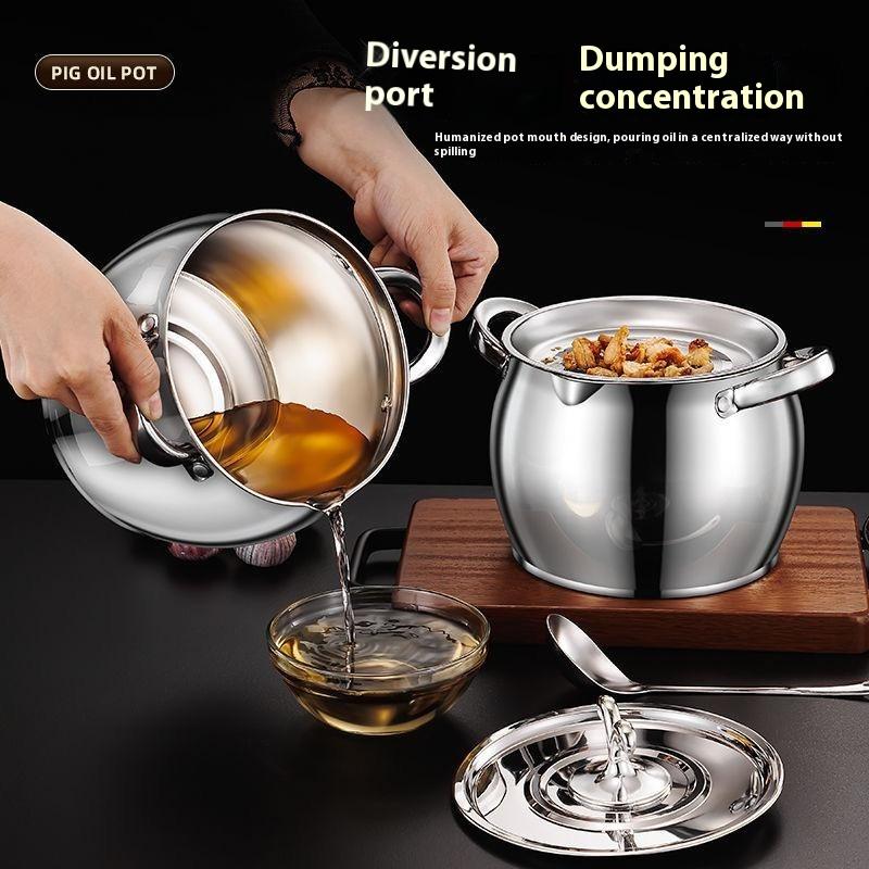 1.5L Oil Filter Pot Stainless Steel Lard Strainer Cooking Oil Strainer Grease Keeper Storage Container Oil Bottle Kitchen