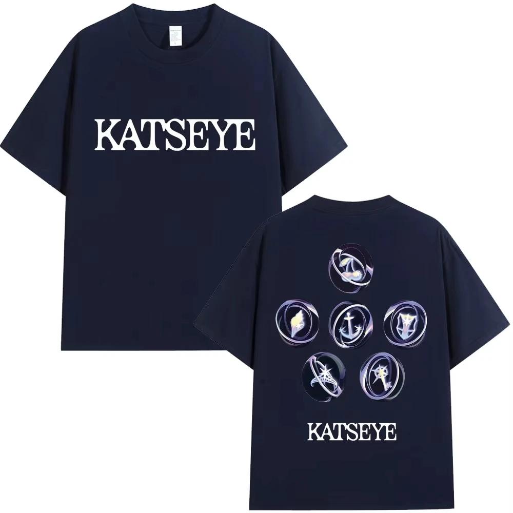 Kpop Katseye Logo Graphic T Shirt Fashion Pop Music Mens Women Korean Style Tshirts Oversized Cotton Casual Tshirt Streetwear