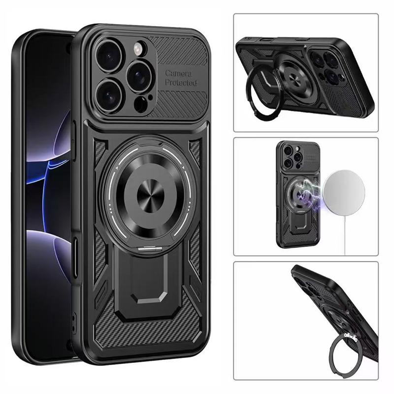 360° Rotatable Magnetic Phone Case for iPhone 16 15 14 13 12 11 Pro Max With Kickstand Shockproof Anti-Drop Cover for Magsafe