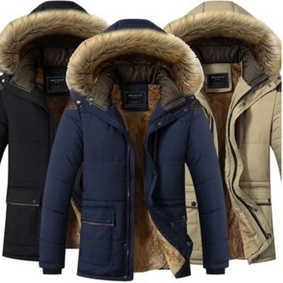 Autumn And Winter Casual Long-Sleeved Coat Men's Velvet Wadded Jacket Korean Cotton Coat