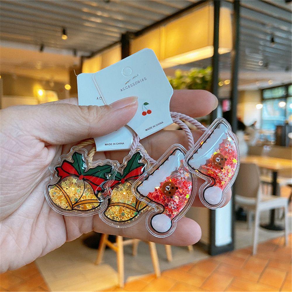 

2PCS Fashion Hair Accessories Ponytail Holder Christmas Hair Ropes Cartoon Hair Circle Rubber Bands 5