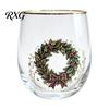 Reindeer Patterned Glasses Christmas Cocktails Glass, Santa Snowman Tree Design Tumbler, 300ml Lead-free Coffee Mug Holiday Drinkware for Cocktail