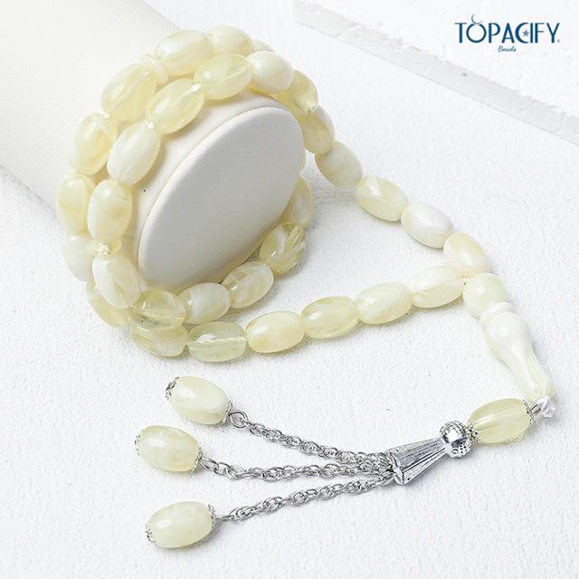 33-Bead Muslim Prayer Rosary Bracelet with Alloy Pendant