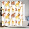 Animal Print Shower Curtain With Multiple Zoo Animals Yellow Brown Set Decor Bath Liner For Home Bathroom (White)