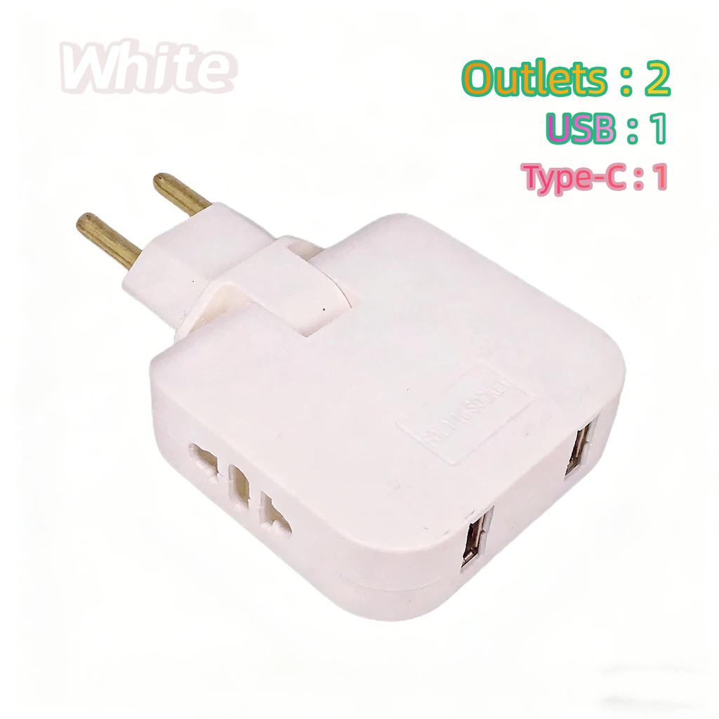 European Standard Rotating Plug Adapter – 180° Rotatable Multi-Outlet Extension Socket Cordless, Lightweight & Portable