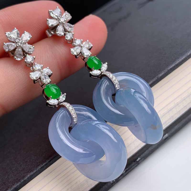 Eingelegte natürliche Chalcedon Lavendel Ineinandergreifende Ohrringe für Damen Chinesischer Stil Süß Leichter Luxus Verlobungsschmuck