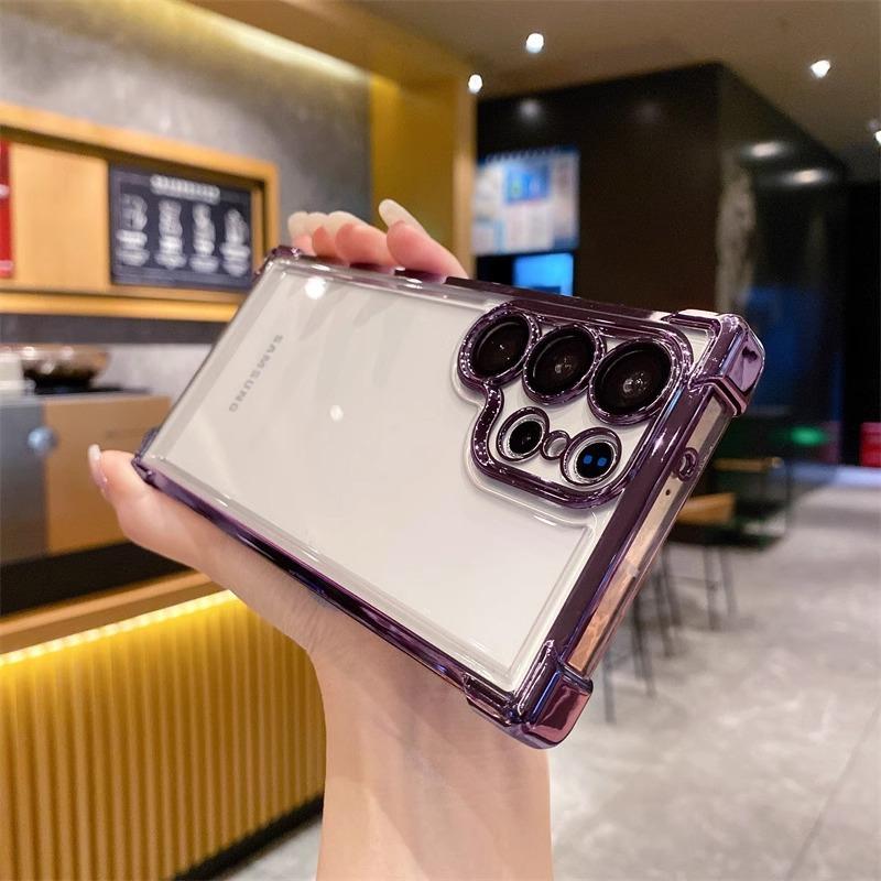 Geeignet für Samsung S25 Handyhülle, Galvanisierte Vier-Ecken-Airbag Sturzsicherung Farbverlauf Glitzer, S24Ultra Sturzsichere Hartschale A35