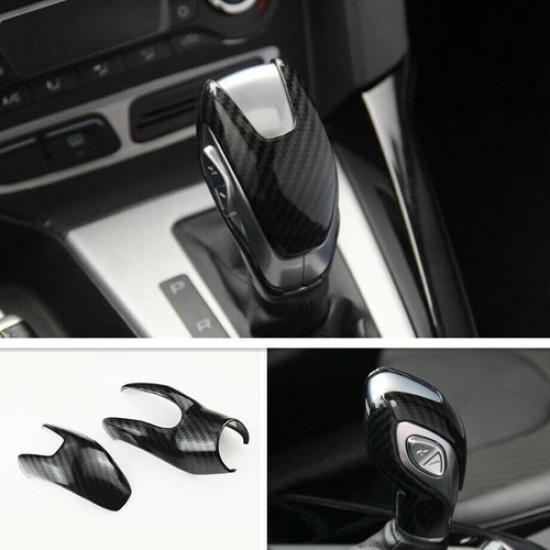 Carbon Fiber Car Inner Gear Shift Knob Cover Trim For Ford Escape Kuga 2013-