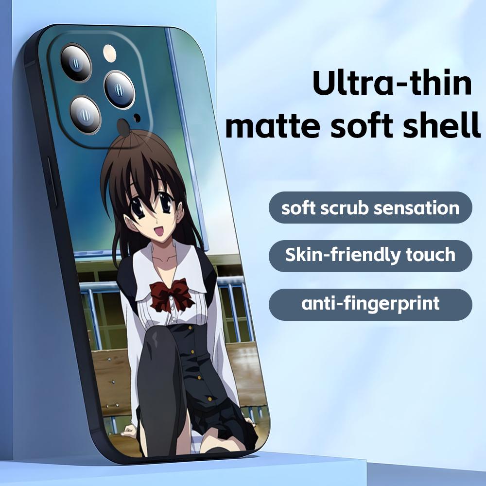 Classic Anime School Days  Phone Case For iPhone 16 16e 15 14 13 12 11 Plus Mini Pro Max Soft Black Shockproof Cover