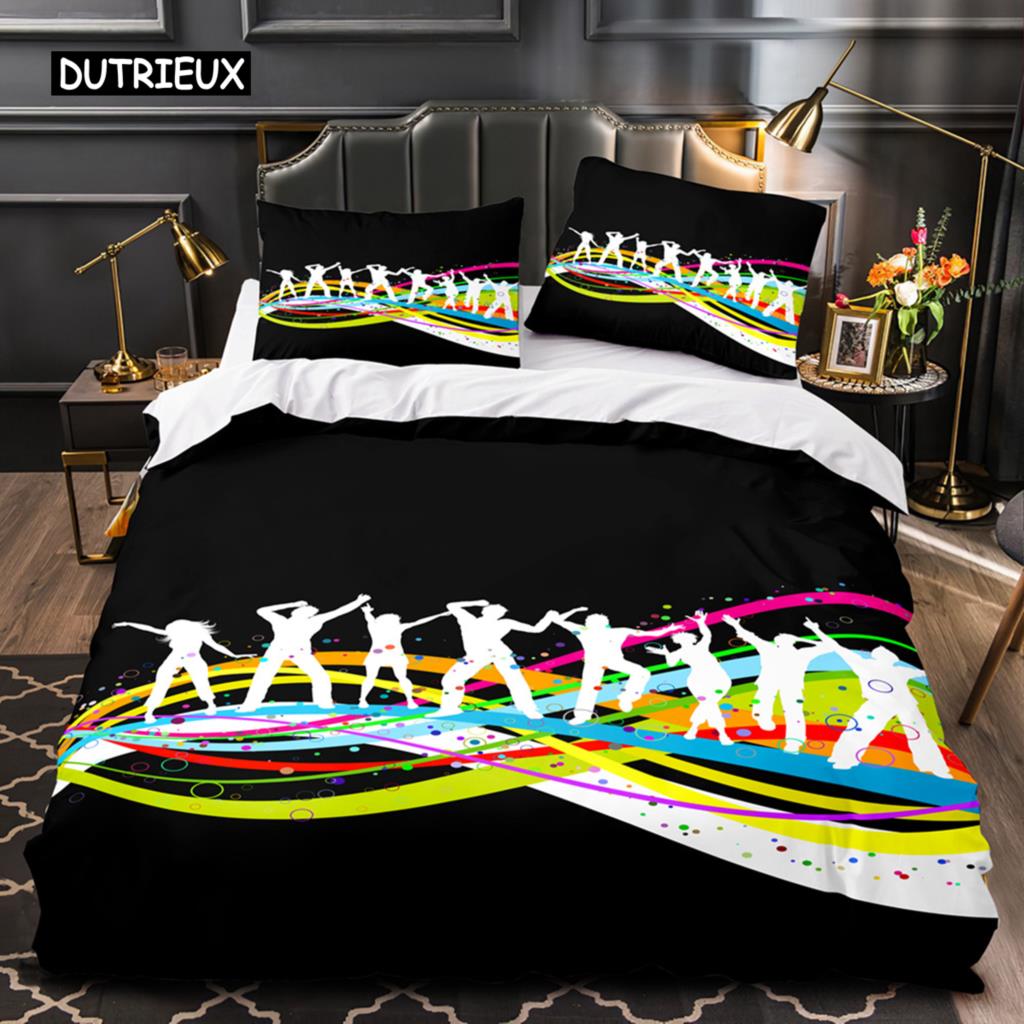 

Пододеяльник для танцев из микрофибры Crowd Carnival Комплект постельного белья для двоих с изображением радужных полосатых звезд Youth Vitality Theme King Quilt Cover EU single(135x200cm)