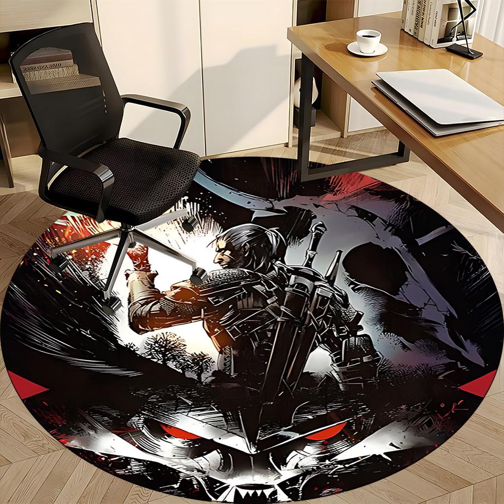1PC Warrior Armor Office Round Rug, Non-slip, Soft and Durable Office Rug for Interior Decoration, Perfect for Office yy250915089
