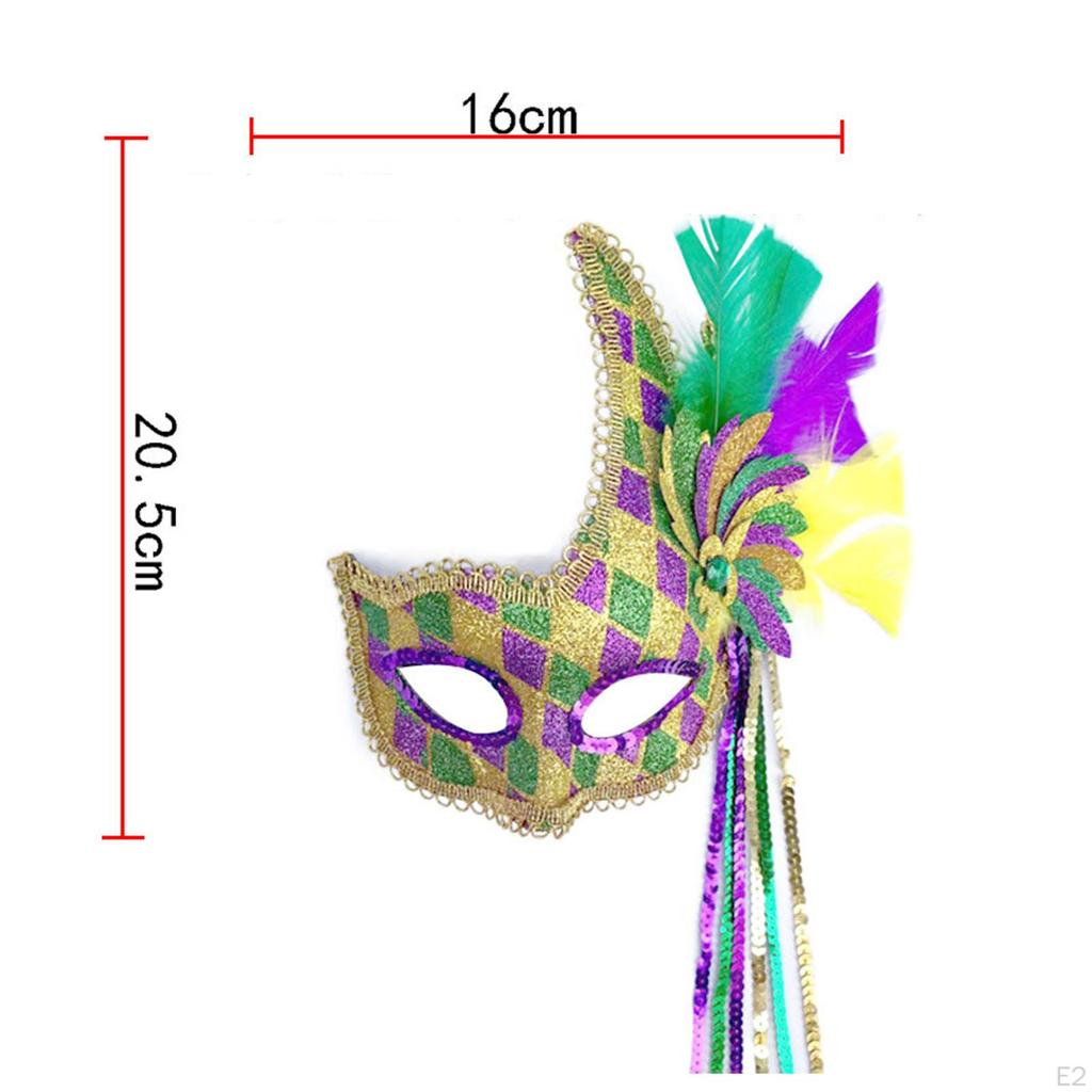 Masquerade Feather Mask Half Face Costume Comfortable Halloween Shield for Women Men