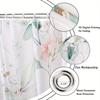 Elegant Watercolor Floral Shower Curtain for a Serene and Inviting Bathroom, Featuring Delicate Pink Flowers with Soft Green