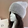Women Winter Angora Rabbit Fur Knitted Beanie Thick Double Layer Warm Cute Fashion Snow Hat