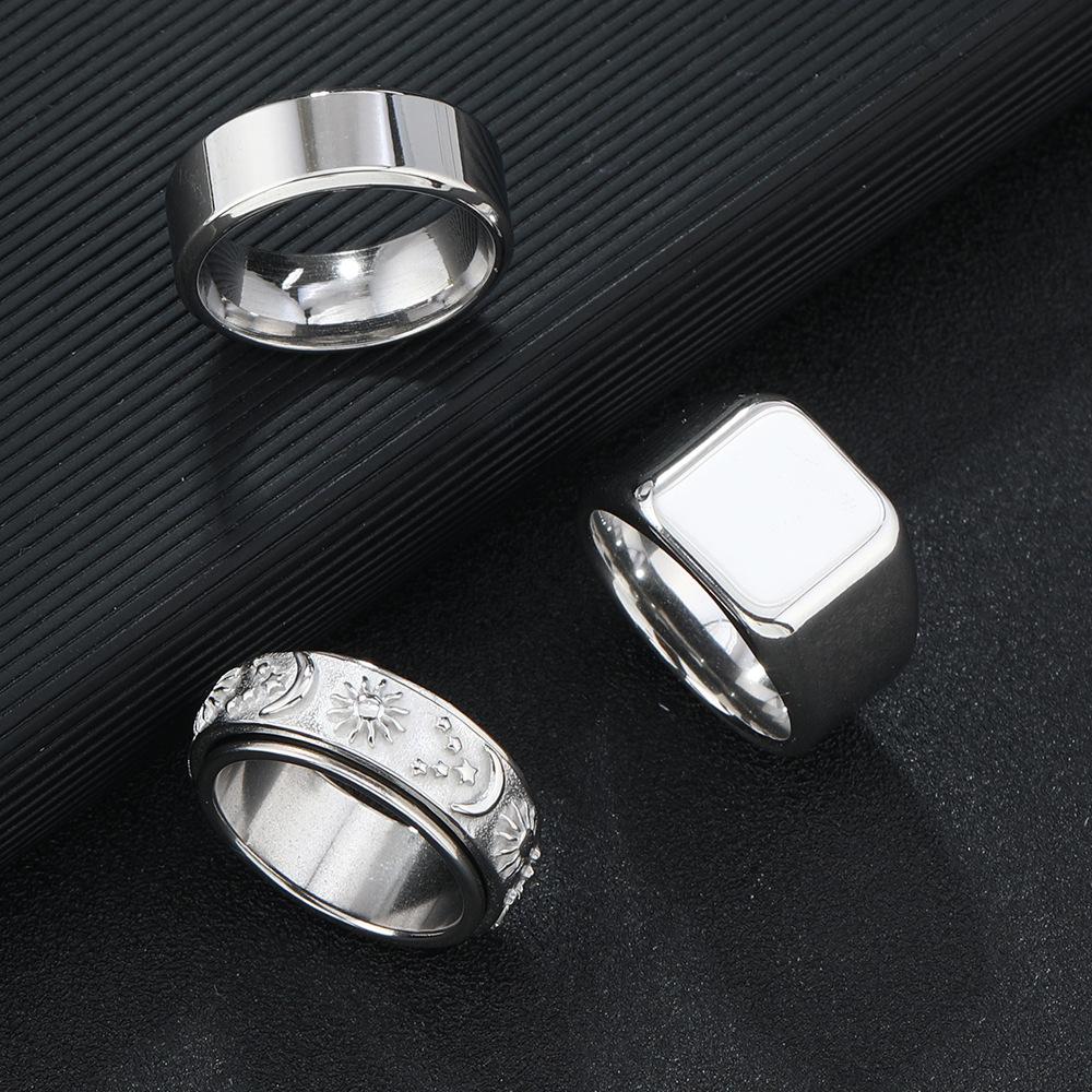 Ювелирные изделия из нержавеющей стали Кольцо мужское вращающееся  Глаз дьявола  Не выцветающее кольцо из титановой стали Набор 8No.
