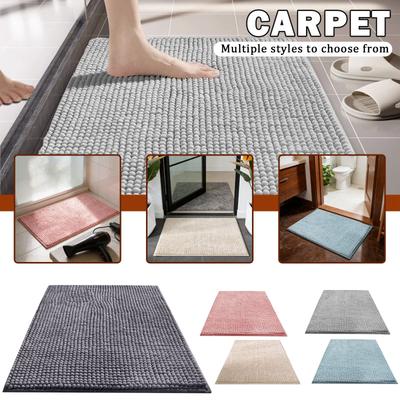 Badrumsmatta, Tillverkad av Tjockt, Mjukt, Absorberande Chenille-tyg, Snabbtorkande Mikrofibermaterial, Gummibaksida, Tvättbar, Lämplig för Duschgolv.