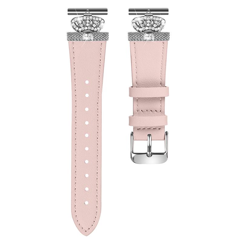 

For Huawei Watch 2/GT 2 42mm/GT 3 42mm Band Replacement Genuine Cow Leather Strap with Silver Connector Pink