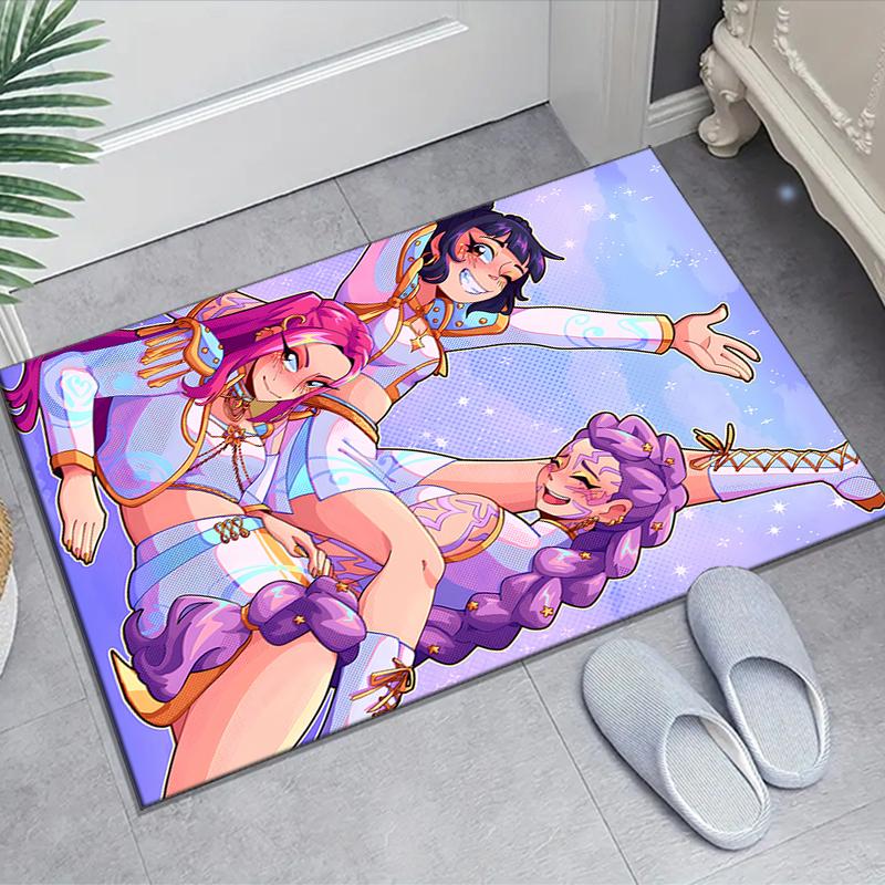 1pc KPop Demon Hunters5 Design Area Rug - Non-Slip, Soft & Cozy Floor Mat for Living Room, Bedroom, Office - Indoor/Outdoor Decorative Carpet