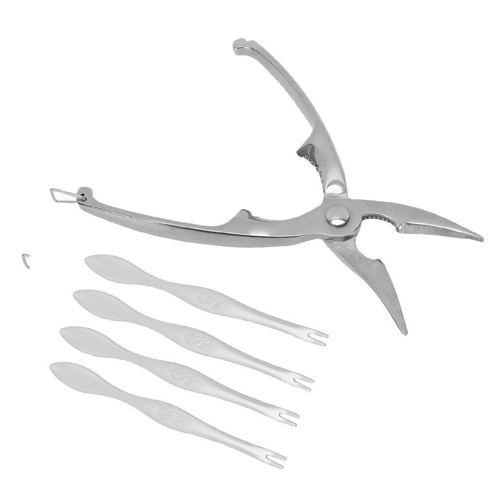 Crab Cracker and Tools Set Stainless Steel Lobster Crab Seafood Cracker with 4 Forks for Home Party