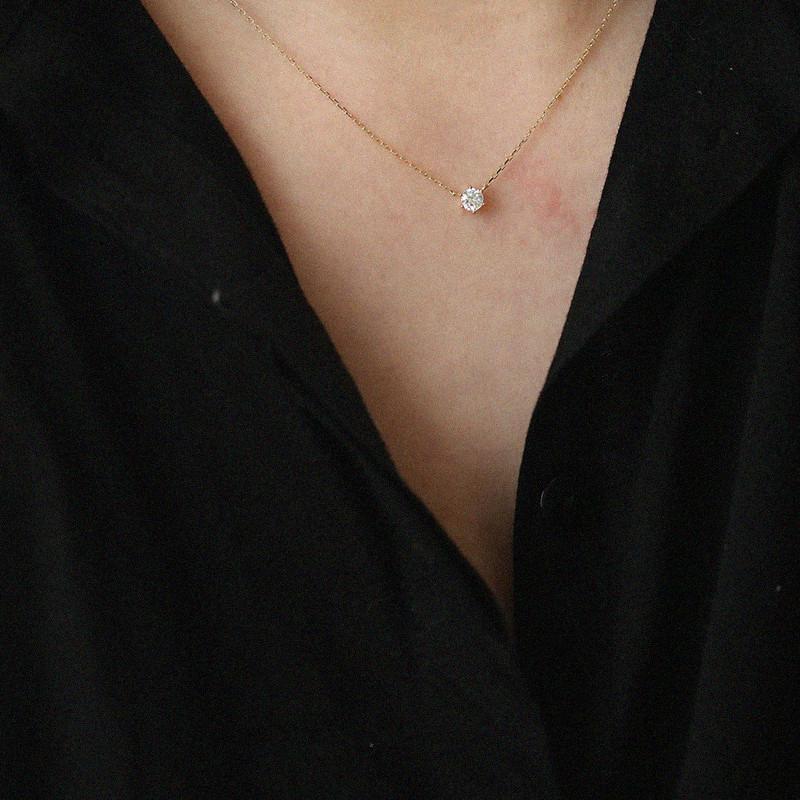 Silver Gold Plated Necklace Versatile Single Sparkling Zircon Clavicle Chain for Women Wedding Jewelry