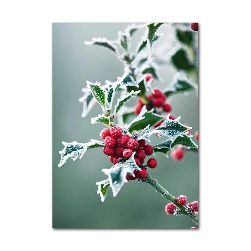 Merry Christmas Tree Flower Pinecone Letter Posters Prints Canvas Painting Festival Wall Art Pictures Living Room Home Decor