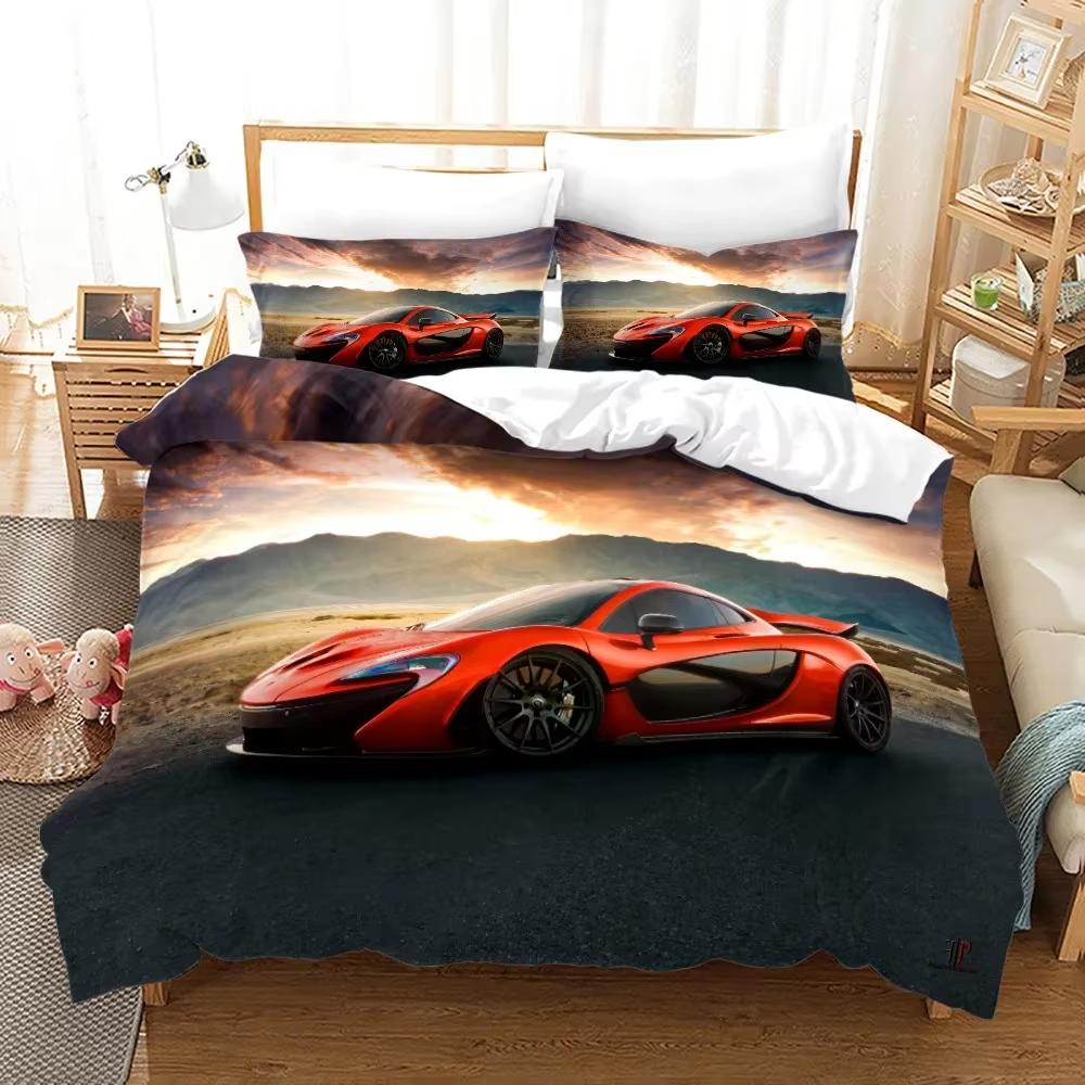 Cartoon Race Car Quilt Cover  for Decorating Bedrooms, 3D Digital Printing, Cartoon Car Bedding Set Gifts for Children Boys