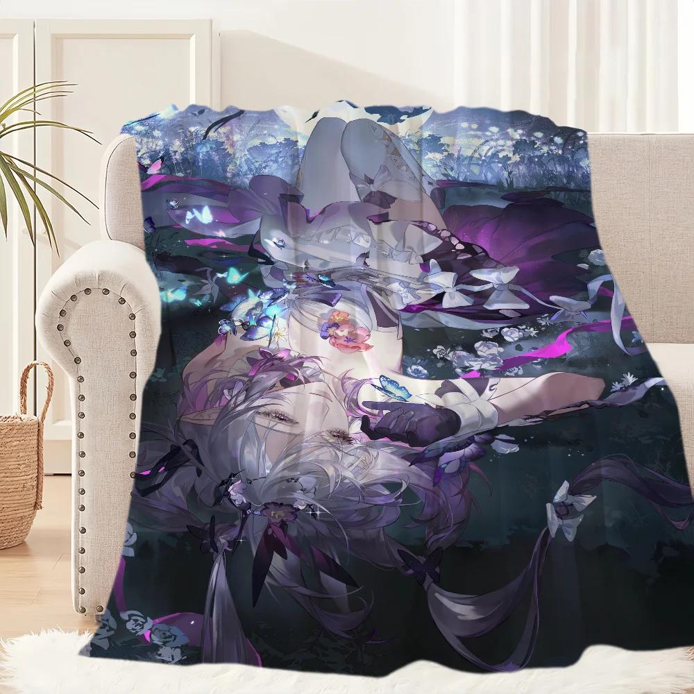 Castorice Honkai Star Rail Flannel Throw Blanket for Couch Travel Hiking Picnic Bed Perfect Birthday Gift