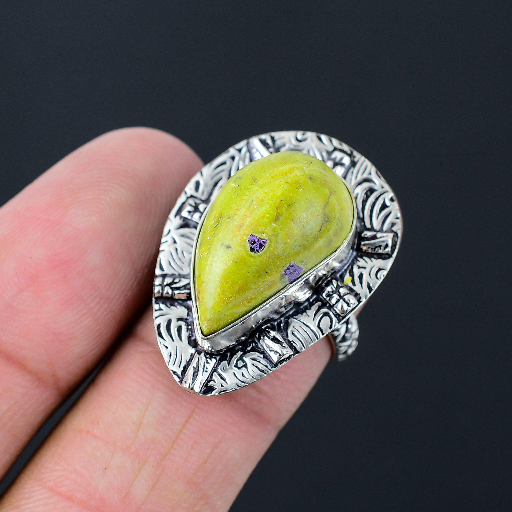 Sterling Silver Pear Atlantisite Stone Daughter Promise Birthday Ring Size 7.5 7.5