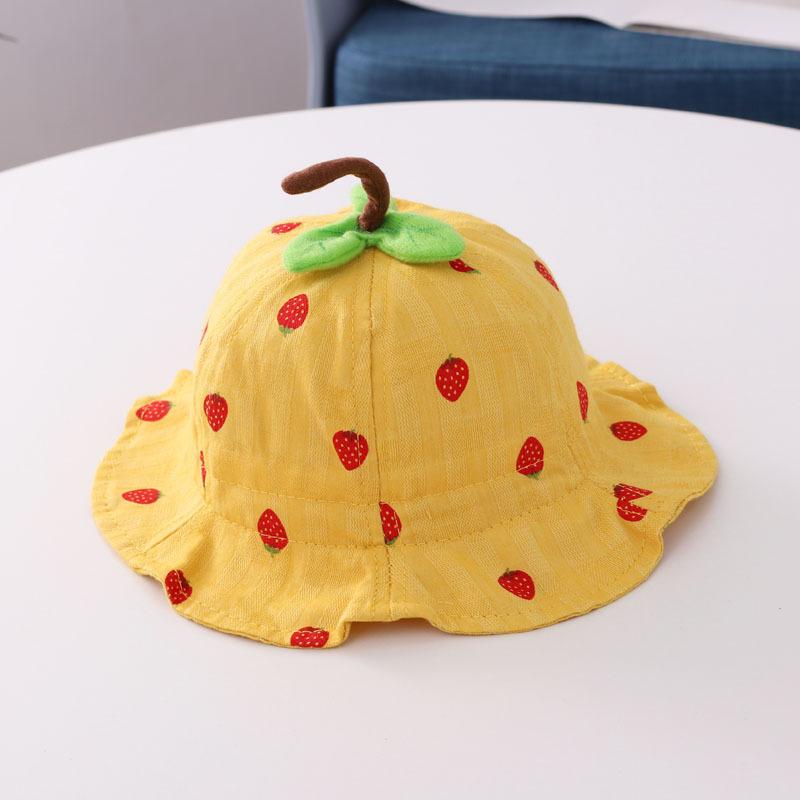 

Hat Strawberry Childrens Baby Pot Hat Shade Sun Hat Fisherman Casual Hat жовтий