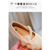 Girls' Leather Shoes Spring and Autumn New White Pearl Little Girls Baby Soft Sole Fashionable Children's Beanie Princess Shoes