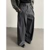 Spring and summer American retro heavy three-dimensional pleated wide-leg casual pants men's and women's loose design suit pants