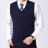 Chaleco de Lana Tejido de Invierno Casual para Hombre de Color Sólido con Cuello en V sin Mangas Talla Grande