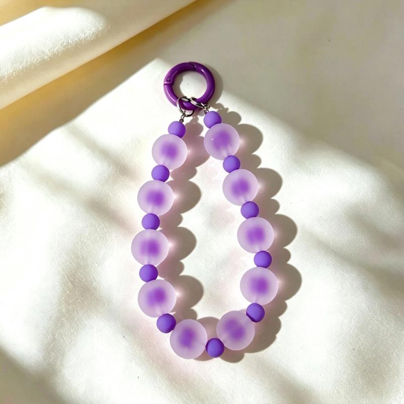 1Pcs Anti-Loss Key Wrist Strap Fashion Dopamine Matte Bead Pendant Adjustable Wristband for Shopping Dating