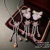 Flower Fairy Flower Gem Necklace Vintage Plated 18K Gold, Argyle Rich Flower Water Drop Zircon Earrings