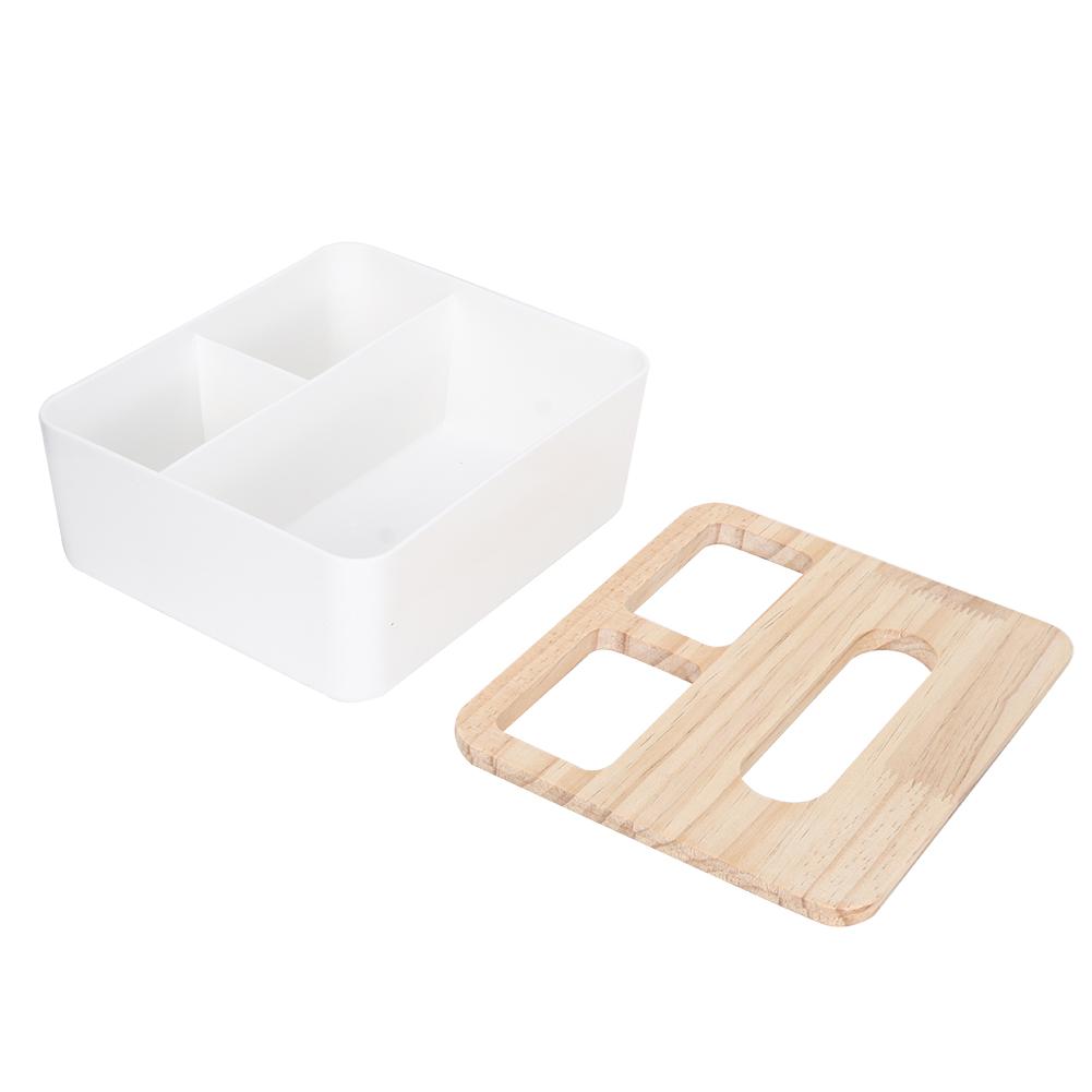 Multifunktionaler Desktop-Papieraufbewahrungshalter Taschentuchbox-Etui mit Deckel für Zuhause Büro(Drei-Fächer-Taschentuchbox )