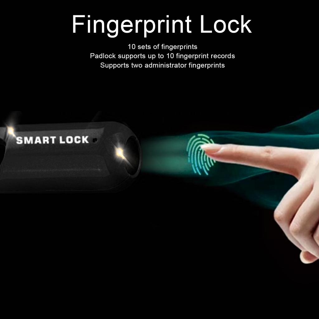 Fingerprint Lock AntiTheft Security USB Rechargeable Thumbprint Padlock for Luggage Case(Black )