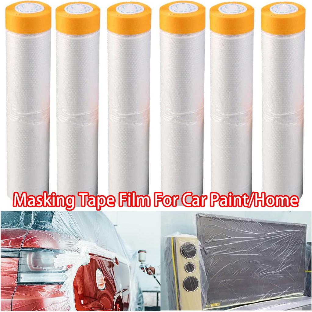 Pre-Taped Masking Film Protection PE Covering Cloth Tape for Living Room Furniture Dust-proof Spray Paint Automobile Painting
