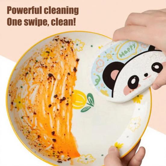 1/3 vnt. Sustorinta medienos plaušų kempinė su animaciniais raštais, saugi kūdikiams, indų plovimui, aliejų sugerianti, neabrazyvi puodų šveitimo priemonė