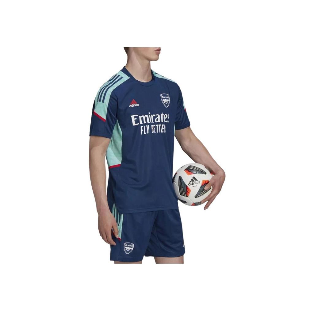 adidas Arsenal Football Club Sezon 2021-2022 Liga Mistrzów Koszulka Treningowa Wersja Zawodnika Krótki Rękaw Koszulka Piłkarska Męska Niebieski GT1193