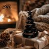Lightweight Hollow Desktop Figurines 3D Printed Spiral Twisted Christmas Tree Figurine with Star Top, Mini Small Winter Atmosphere Ornament